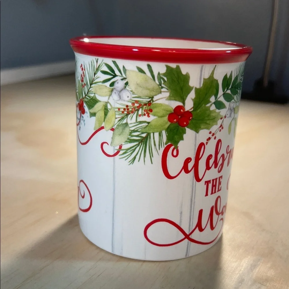 NWOT Festive Red and Green Holiday Mug 8 oz
